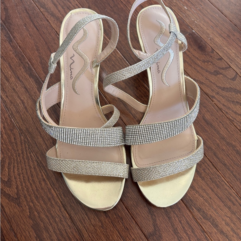 Nina Gold Strappy Heels